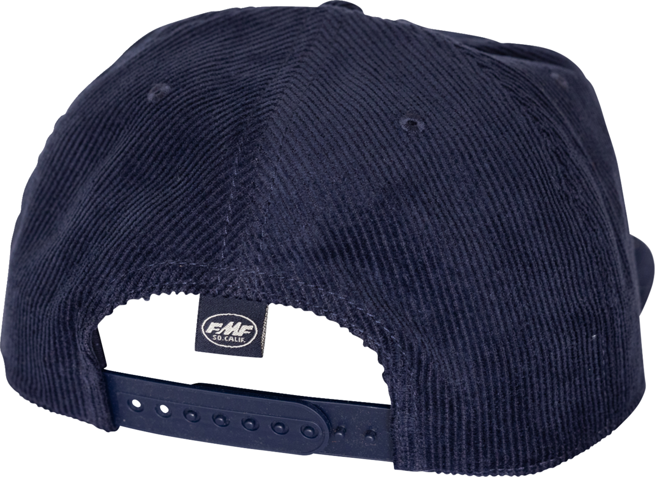 FMF Golden Age Navy corduroy hat with curved brim and adjustable strap, stylish headwear by FMF.