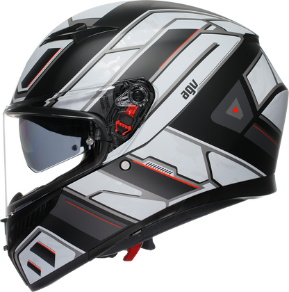 AGV K3 Rivia matte black and white motorcycle helmet with MaxVision Pinlock, aerodynamic design, and safety features, size XL.