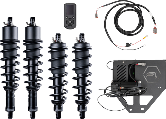Legend Suspension Revo ATS adjustable air-assisted coil suspension system for Utility UTVs, showcasing components and setup.