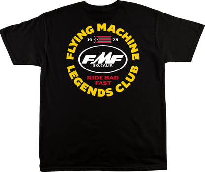 Black FMF Legacy T-Shirt in Large, featuring the FMF logo and classic design, made from comfortable cotton fabric.