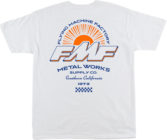 White FMF Brighter Days T-shirt in 2XL with soft spun cotton fabric and a large graphic on the back.