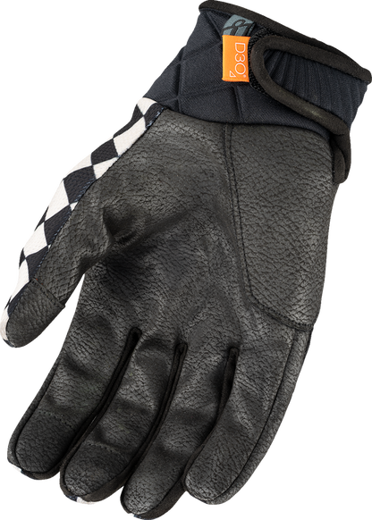 ICON Anthem3™ CX Gloves in checker pattern, small size, showcasing durable motorcycle riding gloves with reinforced palm and knuckles.