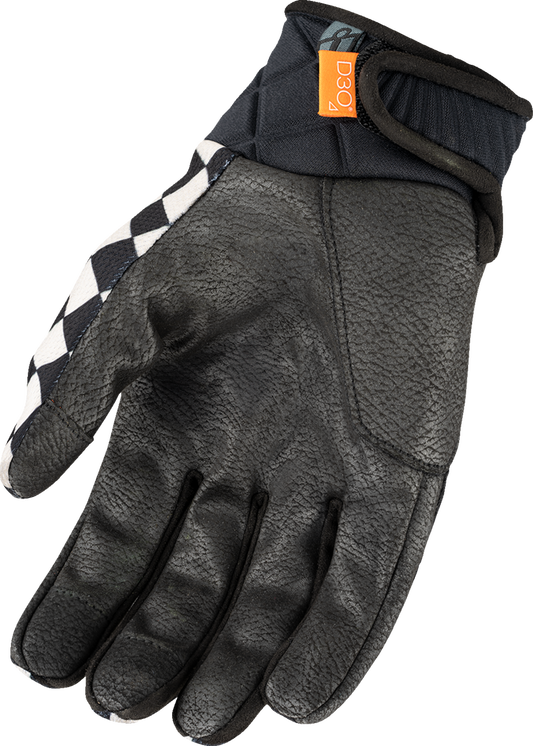ICON Anthem3™ CX Gloves in checker pattern, small size, showcasing durable motorcycle riding gloves with reinforced palm and knuckles.