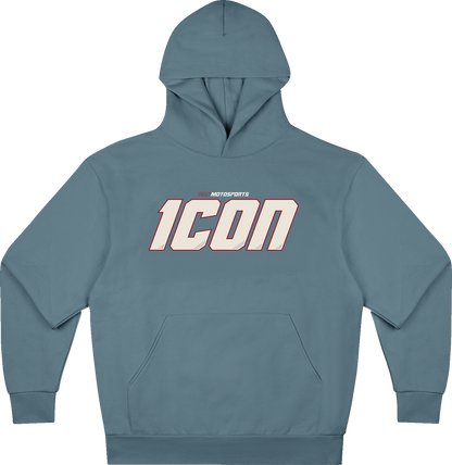Blue ICON Rizz Rizz™ hoodie in size large, featuring a comfortable fit and stylish design, displayed on a plain background.
