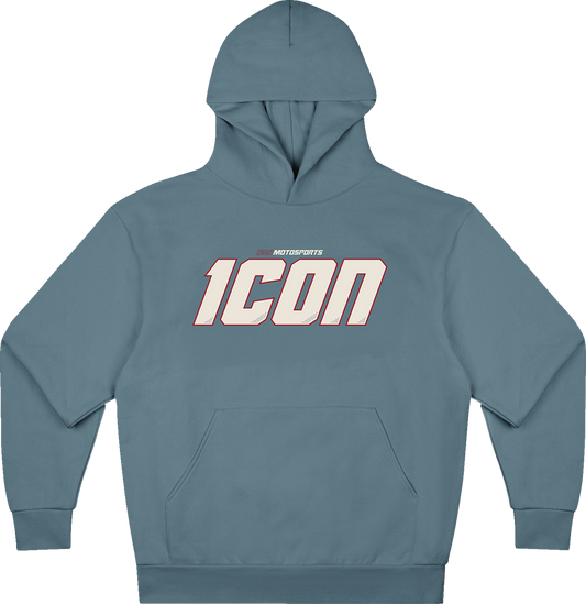 Blue ICON Rizz Rizz™ hoodie in size large, featuring a comfortable fit and stylish design, displayed on a plain background.
