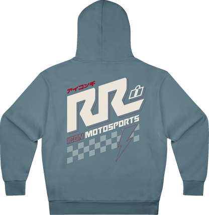 Blue ICON Rizz Rizz™ hoodie in 2XL size with front pocket and drawstring hood, casual and comfortable men's sweatshirt.