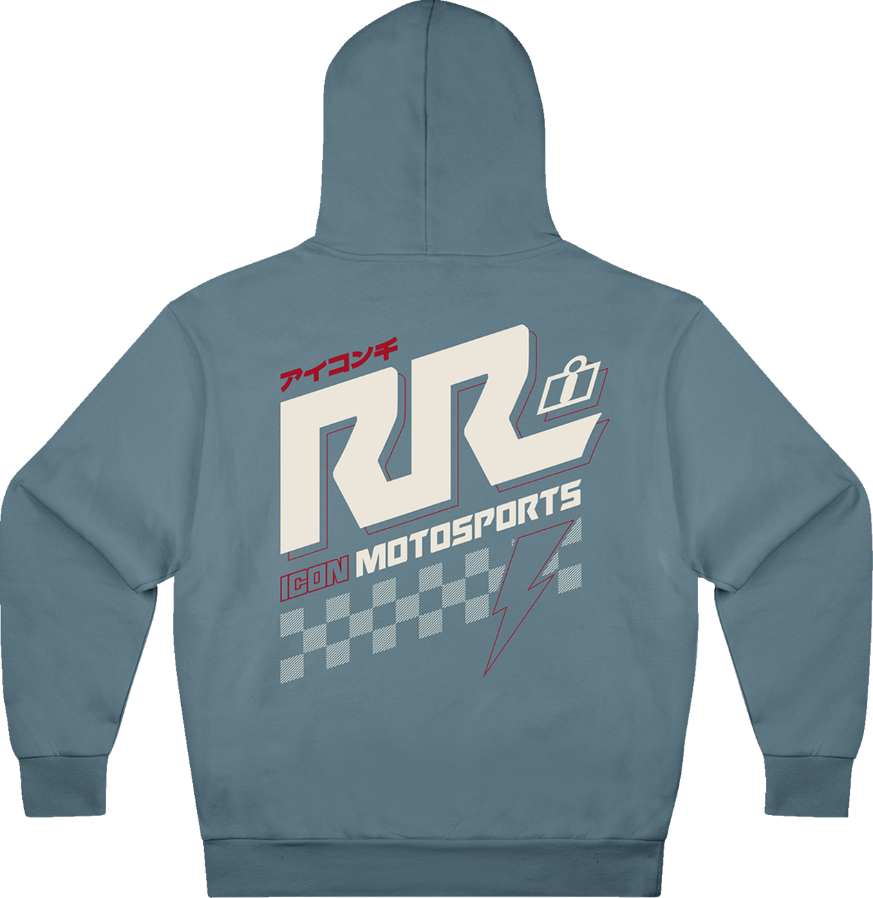 Blue ICON Rizz Rizz™ Hoodie in size large, featuring a comfortable fit and stylish design, displayed on a hanger.