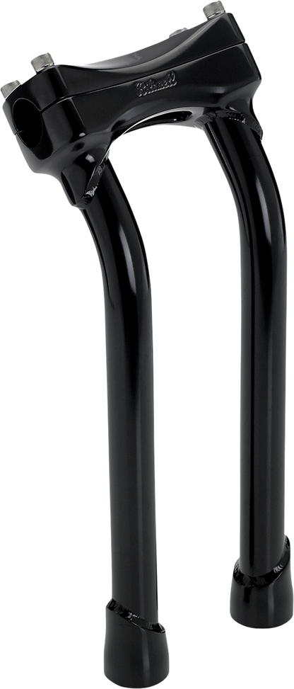 Black BILT WELL Murdock oversized riser handlebars with pullback, 12-inch length, designed for motorcycle handlebar upgrade.