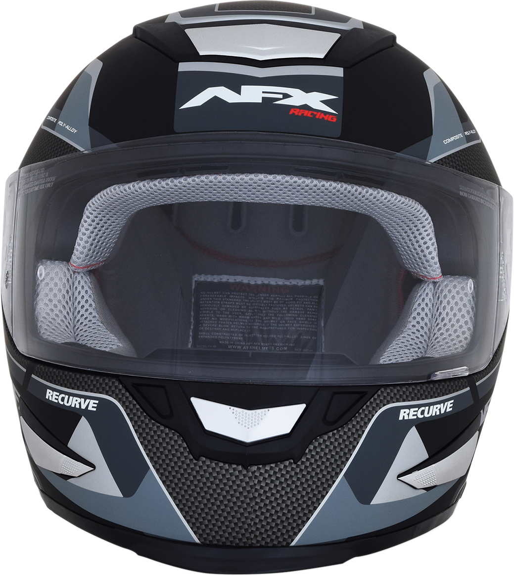 Bill's Exhausts AFX FX-99 helmet in matte black and gray, large recurve motorcycle helmet with sleek design and ventilation features.