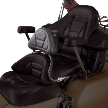 Bill's Exhausts SHOW CHROME driver backrest for Honda GL1800 2001-2017, chrome finish with mounting hardware visible.