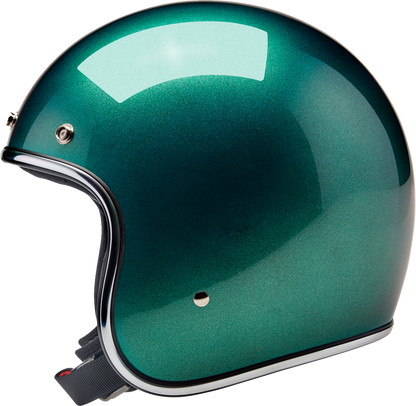 Biltwell Bonanza helmet in metallic Catalina green, medium size, featuring a glossy finish and classic helmet design.