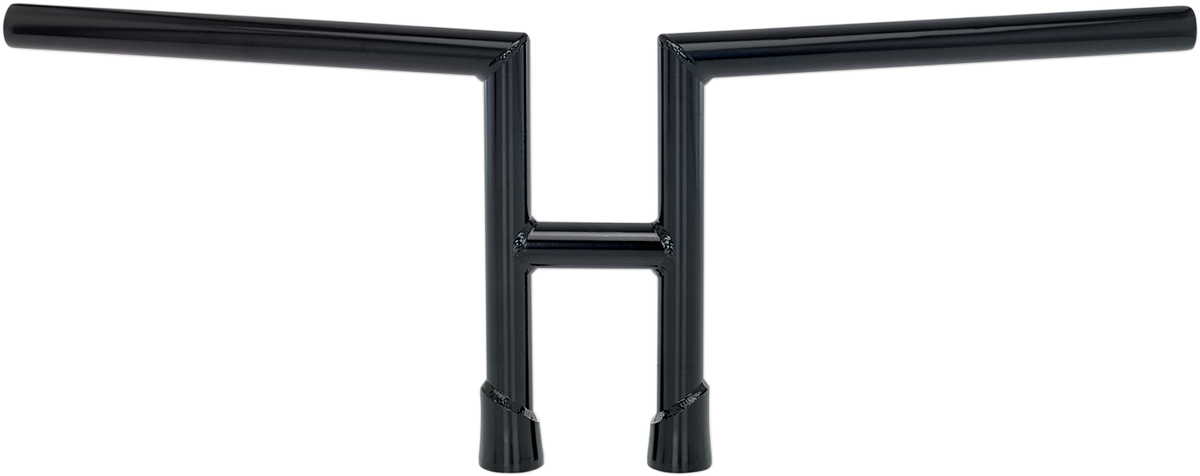 Black BILTWell H2 handlebars for motorcycles, featuring a sleek curved design, mounted on a bike's handlebar area.