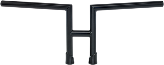 Black BILTWell H2 handlebars for motorcycles, featuring a sleek curved design, mounted on a bike's handlebar area.