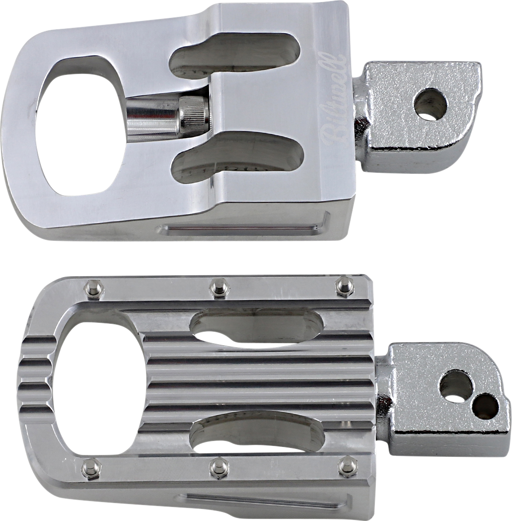 Polished BILTWELL Punisher passenger footpeg for motorcycles, designed for M8 mounting, featuring a sleek body style.