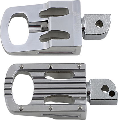 Polished BILTWELL Punisher passenger footpeg for motorcycles, designed for M8 mounting, featuring a sleek body style.