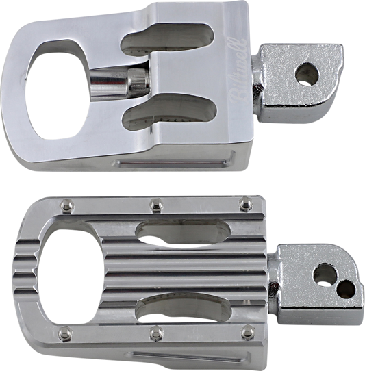 Polished BILTWELL Punisher passenger footpeg for motorcycles, designed for M8 mounting, featuring a sleek body style.