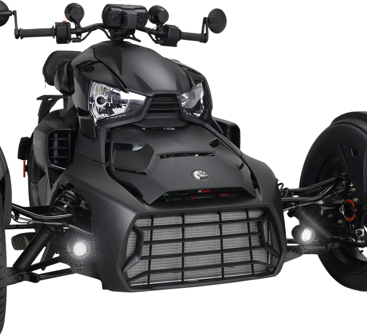 Bill's Exhausts SHOW CHROME Mini LED driving light mounted on engine for enhanced visibility and style.