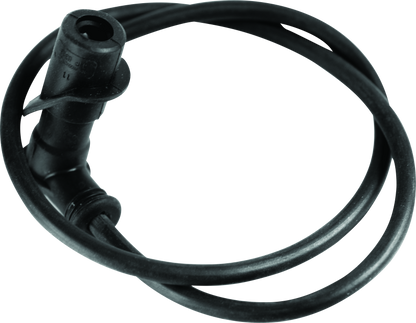 QuadBoss spark plug wire for Polaris RZR and ACE models, showing the black ignition wire with connectors and insulation.