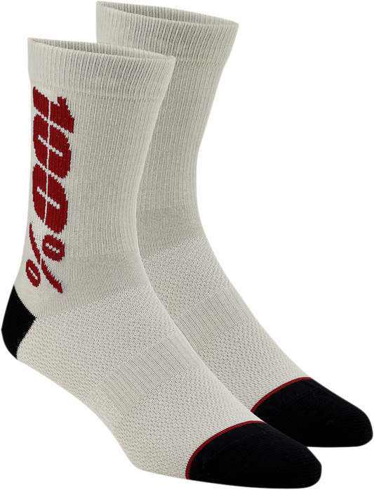 100% Rythym Socks - Silver/Cherry - Small/Medium 24006-456-17 - Howling Moto