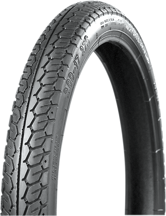 IRC T10075 NR58 motorcycle tire 2.00-17 front and rear, featuring durable rubber tread and sidewall for enhanced grip and performance.