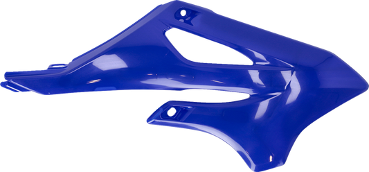Blue ACERBIS radiator shrouds for motorcycle body, featuring sleek design and vibrant blue color.