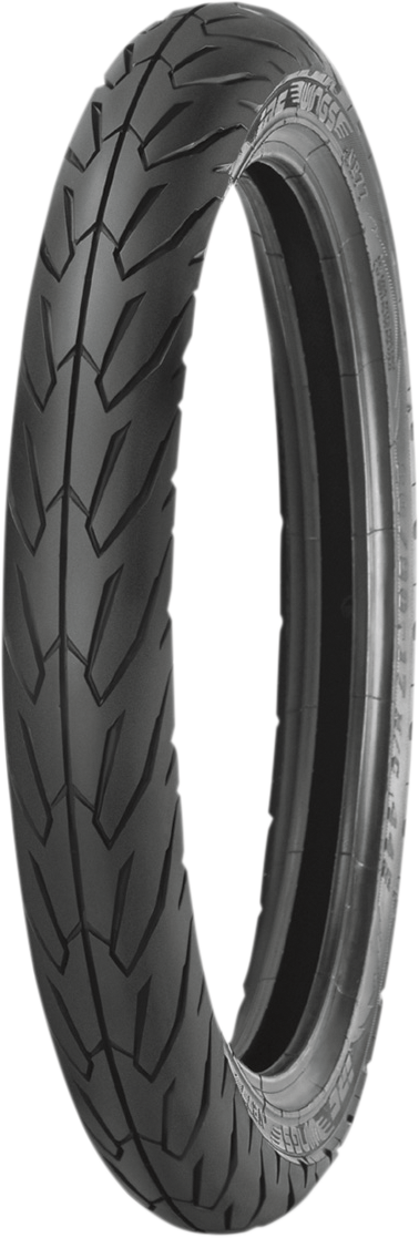 IRC NR77 front tire 70/90-14 with T10217 tread designed for enhanced wet surface performance, shown in the image.