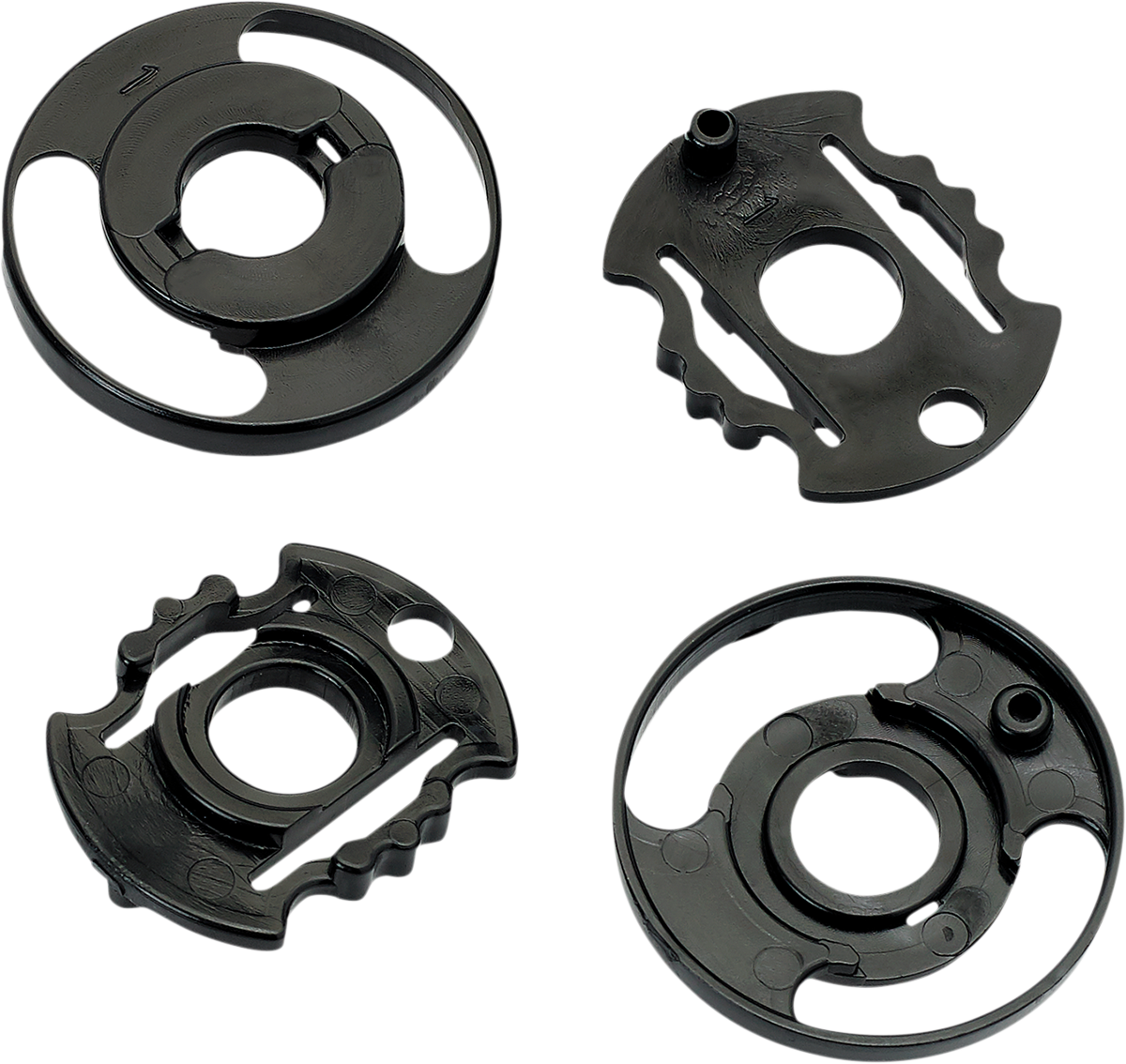 Pair of BILTWELL Gringo S/Lane Splitter Base Plates in black for helmet parts, Gen 2 model, designed for motorcycle helmets.