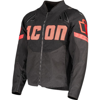 Black ICON Contra3™ Hero Jacket in small size, featuring sleek design and durable fabric, by Bill's Exhausts.