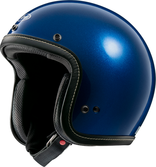 Arai Helmets Classic-V helmet in metallic blue with XL size, featuring sleek design and ventilation vents.
