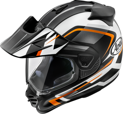 Orange Frost ARAI XD-5 Discovery motorcycle helmet with large size, featuring aerodynamic design and ventilation for riders.
