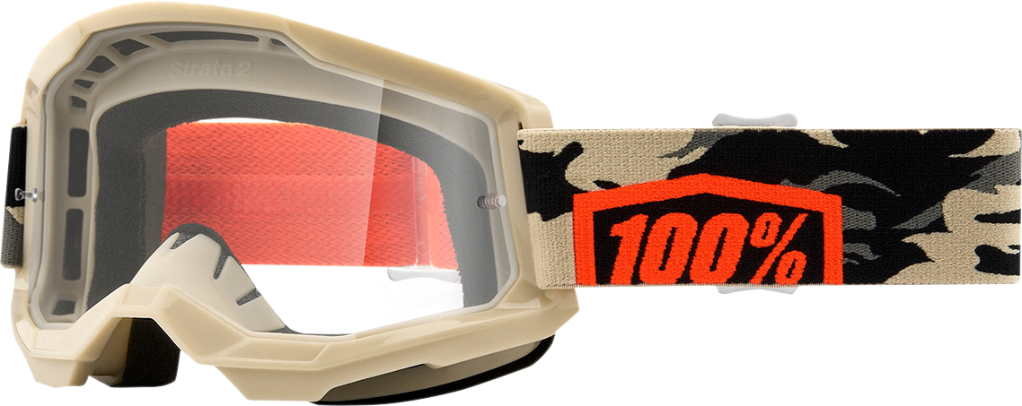 100% Strata 2 Goggles - Kombat - Clear 50027-00007 - Howling Moto