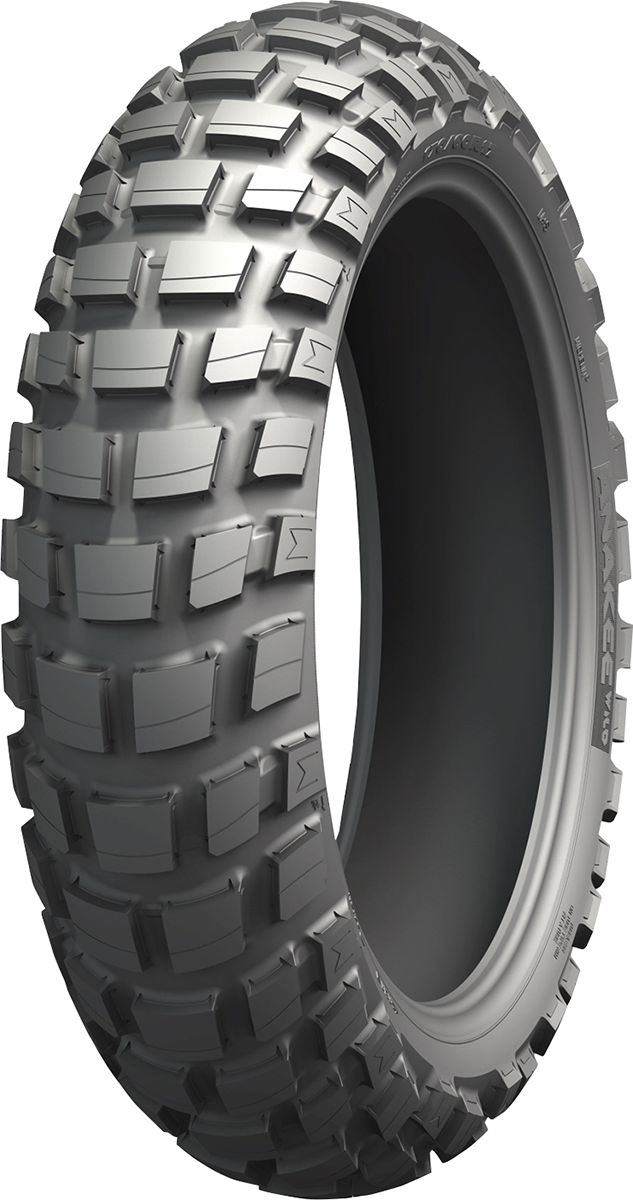 Rear MICHELIN Anakee Wild motorcycle tire with 170/60R17 size and rugged tread pattern for off-road riding.
