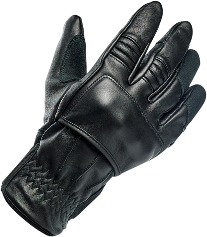 Black BILTWELL Belden gloves in size XS, made by Bill's Exhausts, featuring a snug fit and durable design for motorcycle riding.