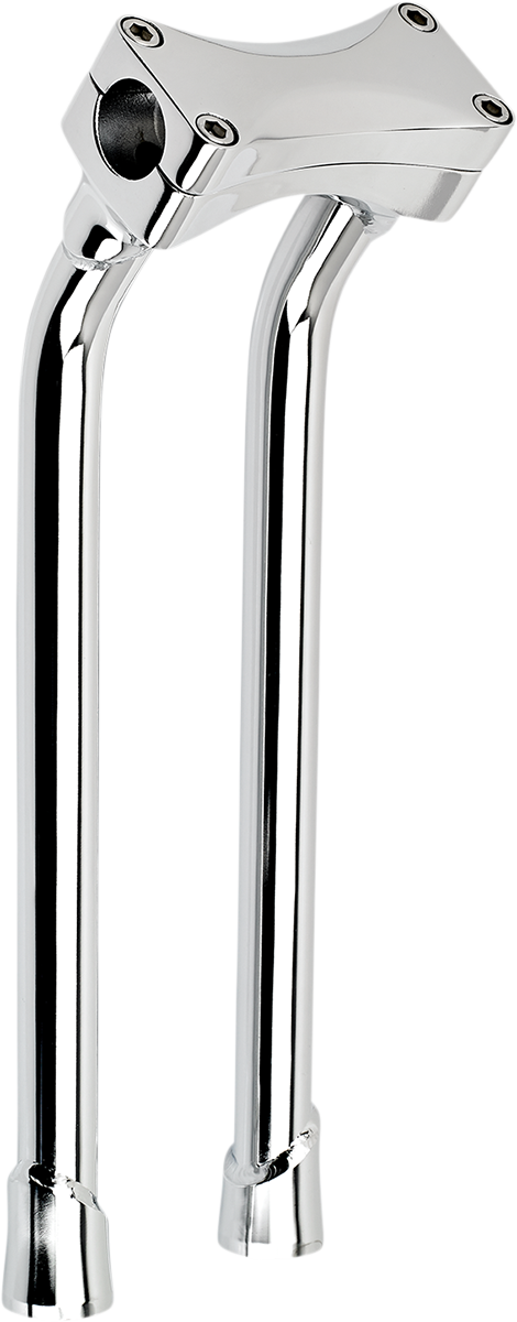 Chrome Biltwell Murdock Risers for handlebars, oversized 14-inch pullback style, designed for custom motorcycle handlebars.