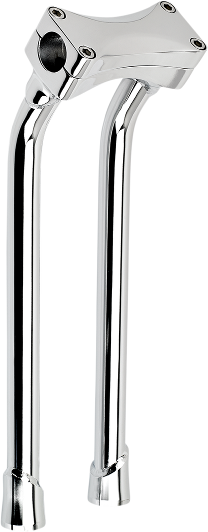 Chrome Biltwell Murdock Risers for handlebars, oversized 14-inch pullback style, designed for custom motorcycle handlebars.