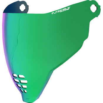 Bill's Exhausts ICON FliteShield™ Airflite shield in Cashmoney Green, showcasing its sleek design and vibrant color.