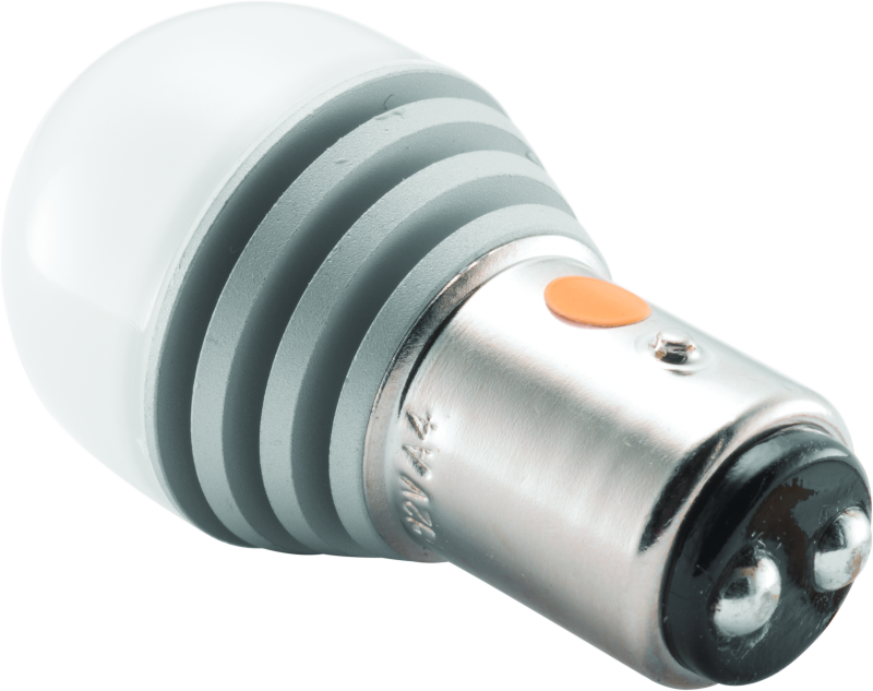 Kuryakyn two-circuit amber LED 1157 bulb for powersports vehicles, showing the bright LED design and dual circuitry