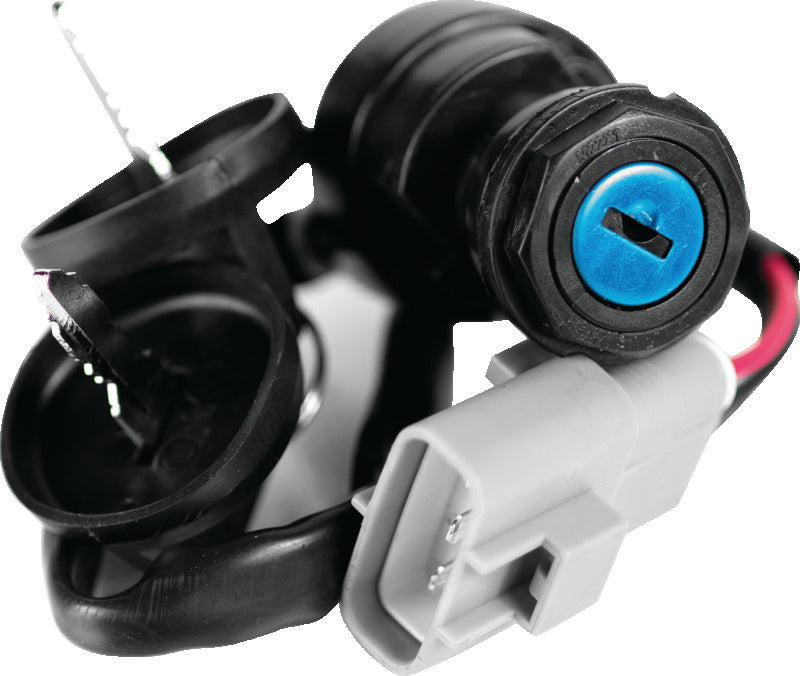 QuadBoss ignition switch for Yamaha YFM450 Grizzly 4x4, model 403272, shown in close-up with key and switch components.