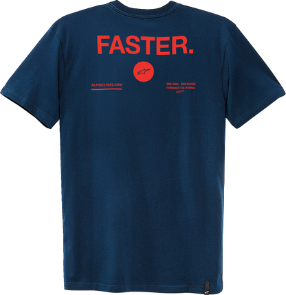 Navy Bill's Exhausts Alpinestars Faster T-Shirt in medium, featuring the Alpinestars logo and graphic design on the front.