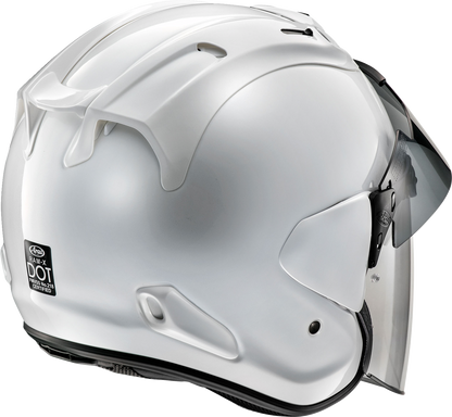 Arai Ram-X Diamond White motorcycle helmet in large size, featuring sleek design and ventilation vents.