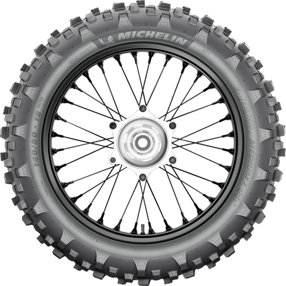 Michelin Enduro Medium 2 rear motorcycle tire 120/90-18 for off-road bikes, featuring rugged tread for off-road riding.