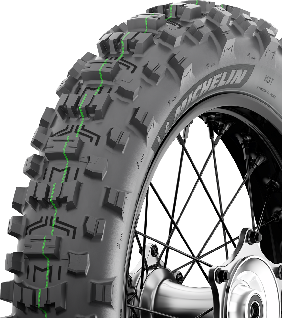 Michelin Enduro Medium 2 rear motorcycle tire, 120/90-18 size, designed for off-road riding, with rugged tread pattern visible.