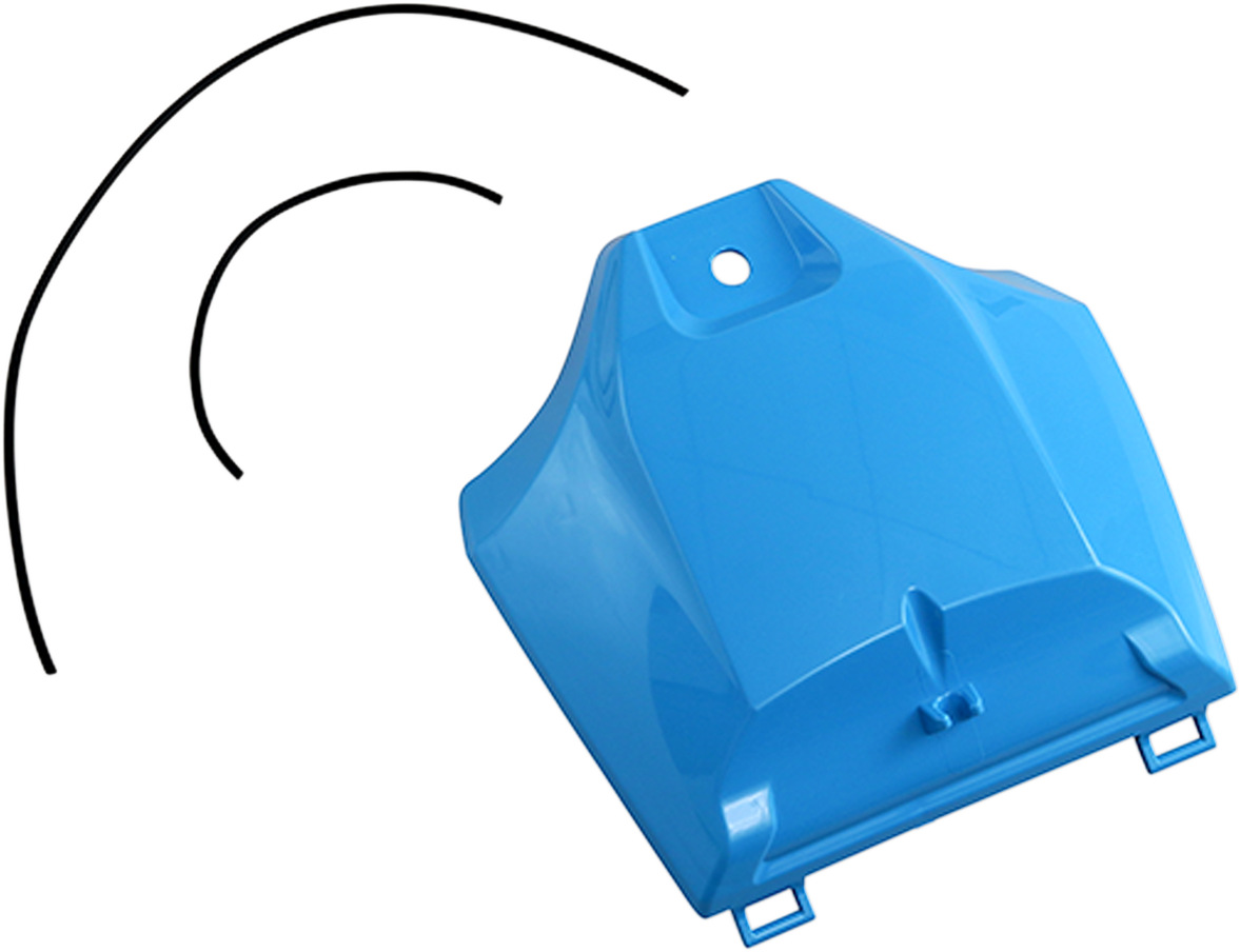 Light blue ACERBIS tank cover for motorcycle, designed for body protection, with detailed stitching and brand logo visible.