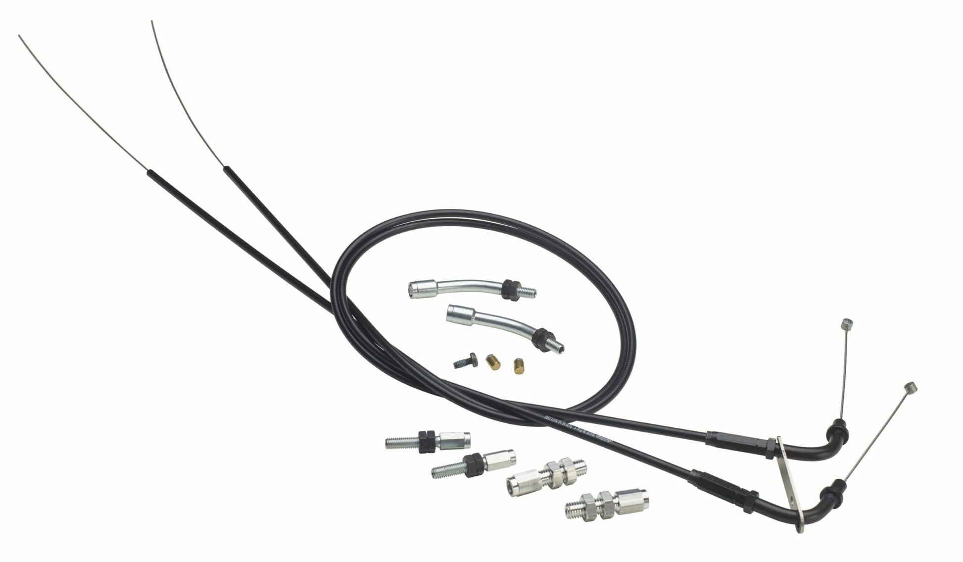 Domino Racing XM2 universal throttle cable kit with braided steel push/pull throttle cable, designed for motorcycle or ATV applications.