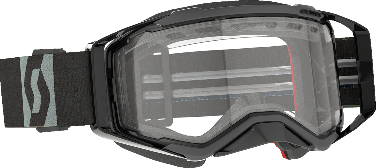 Scott Prospect Snow Cross Goggle in black and gray with clear lens, designed for winter sports and snowboarding.