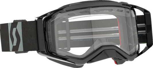 Scott Prospect Snow Cross Goggle in black and gray with clear lens, designed for winter sports and snowboarding.