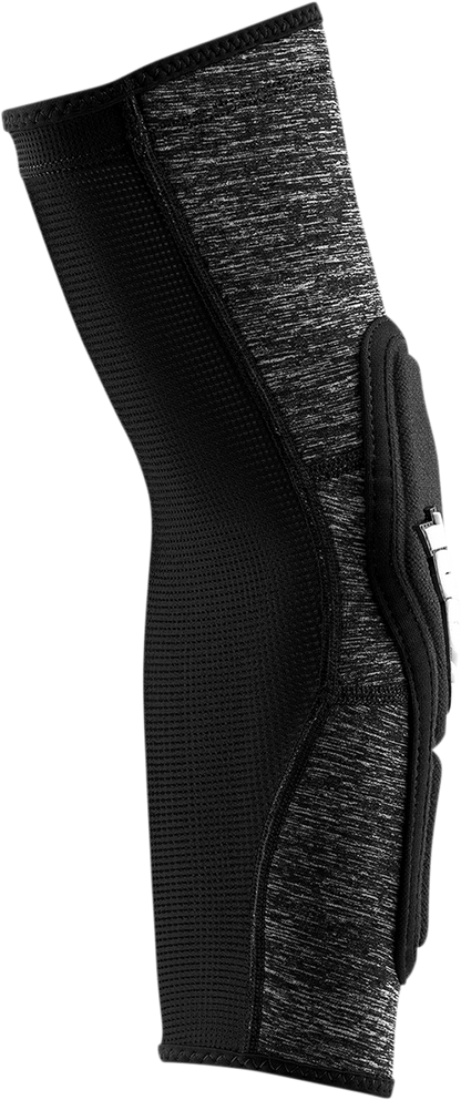 Bill's Exhausts Ridecamp Elbow Guards in gray and black, large size, designed for protection and comfort during cycling.