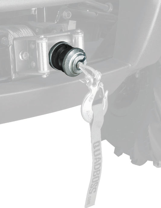 QuadBoss winch bumper for powersports vehicles, heavy-duty and durable protection for ATVs and UTVs, with mounting points visible.