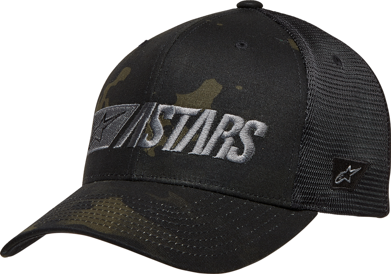 Alpinestars Reblaze Multicamo military black hat with adjustable fit, featuring the Alpinestars logo on the front.