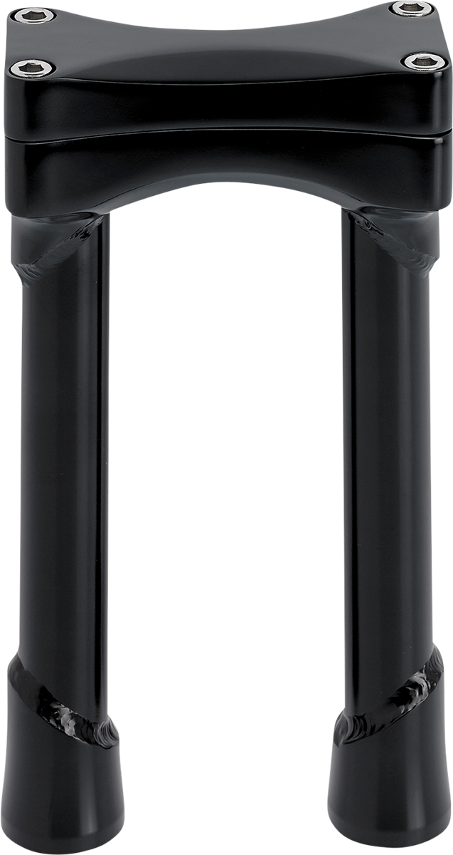 Black BILT WELL Murdock oversized 8-inch handlebar risers for motorcycles, designed for increased comfort and taller riding position.